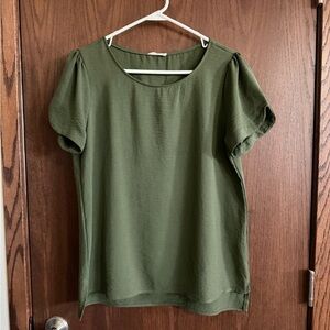 Olive Green Short Sleeve Women's Top